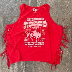 Red 'American Rodeo' Fringe Tank Top - Threads On 9th